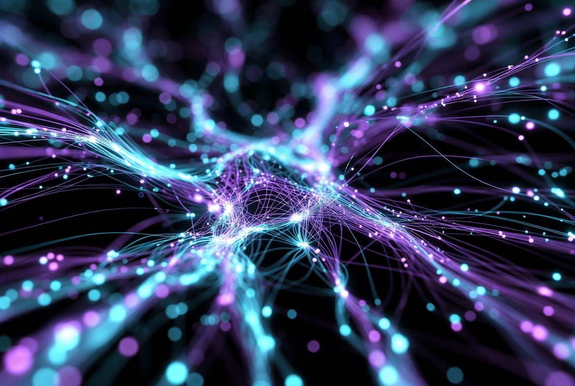 Abstract neural web of AI coding agents collaborating