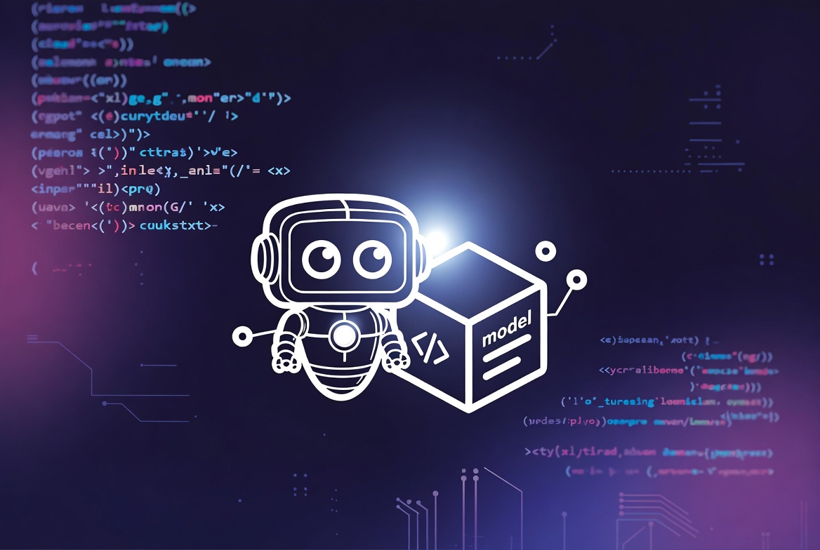 Open-source robot with model box icon for indie devs section