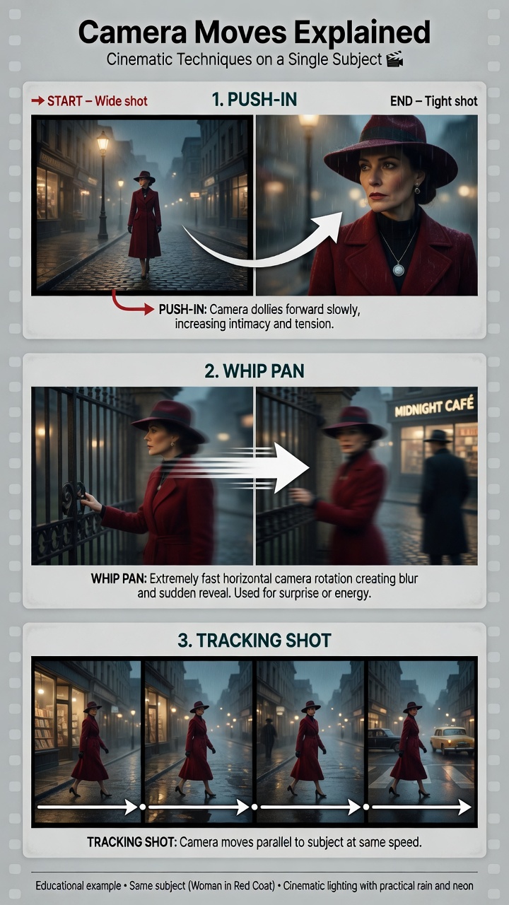 Examples of effective camera movements for vertical YouTube Shorts