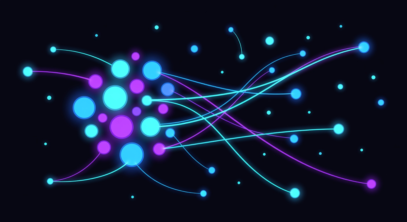 Abstract multi-agent workflow with big tech clusters and scattered indie agents