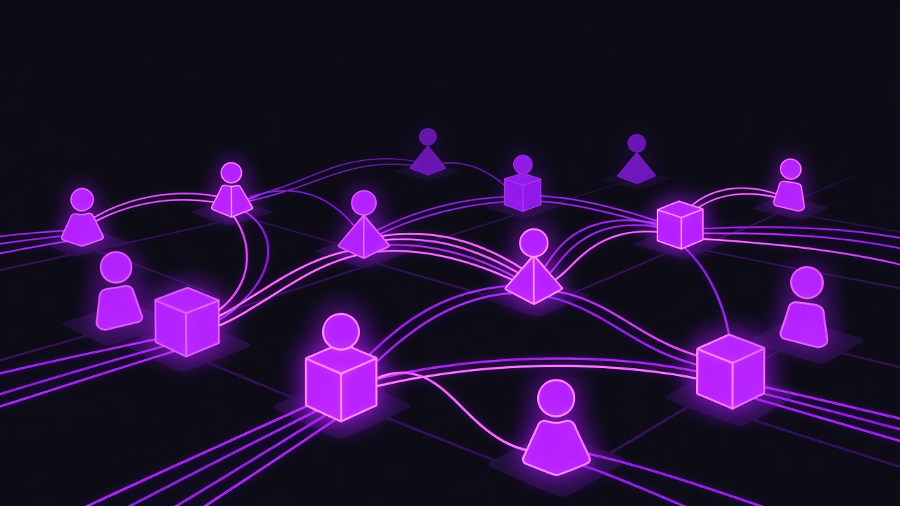 Abstract AI agent collaboration visualization