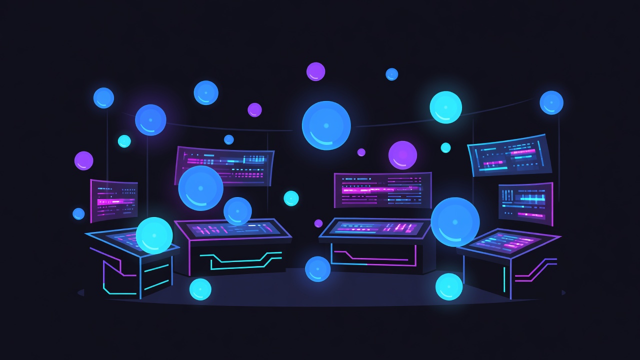 Abstract multi-agent collaboration scene