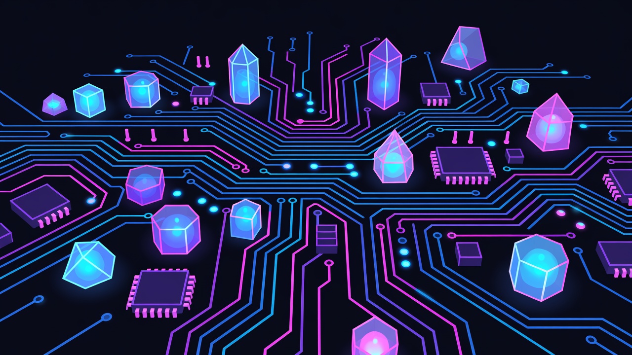 Stylized glowing circuit hardware detail