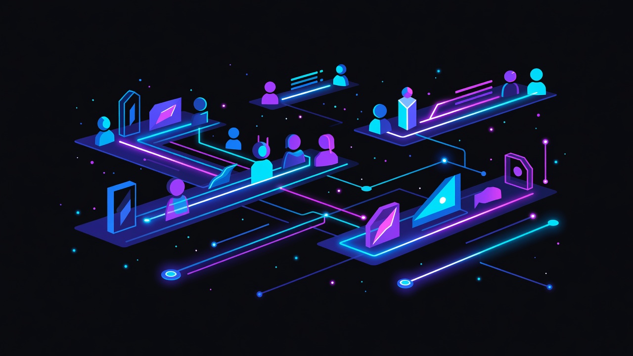 Abstract multi-agent collaboration scene