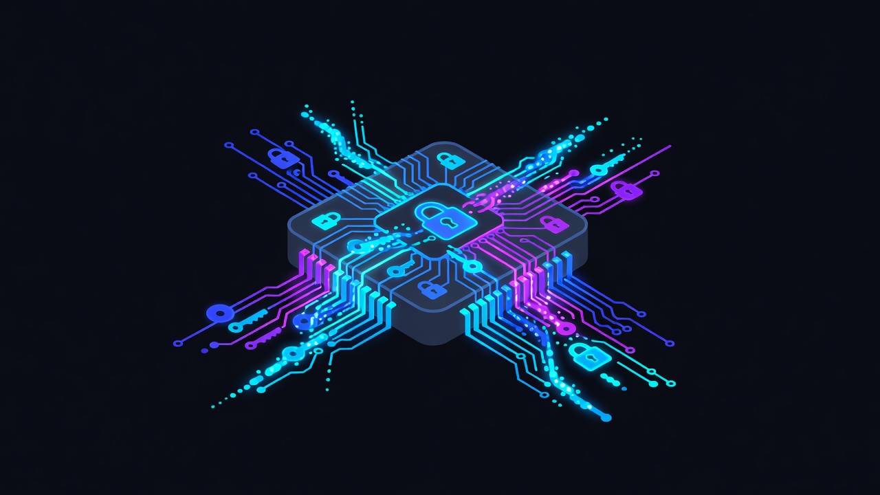 Neon chip die with circuit traces and dissolving credential locks