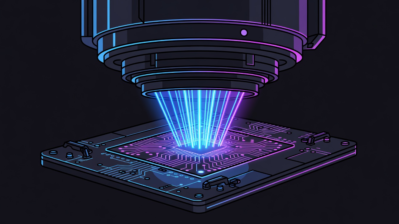 Close-up immersion lithography lens and wafer stage with neon crystalline etch beams