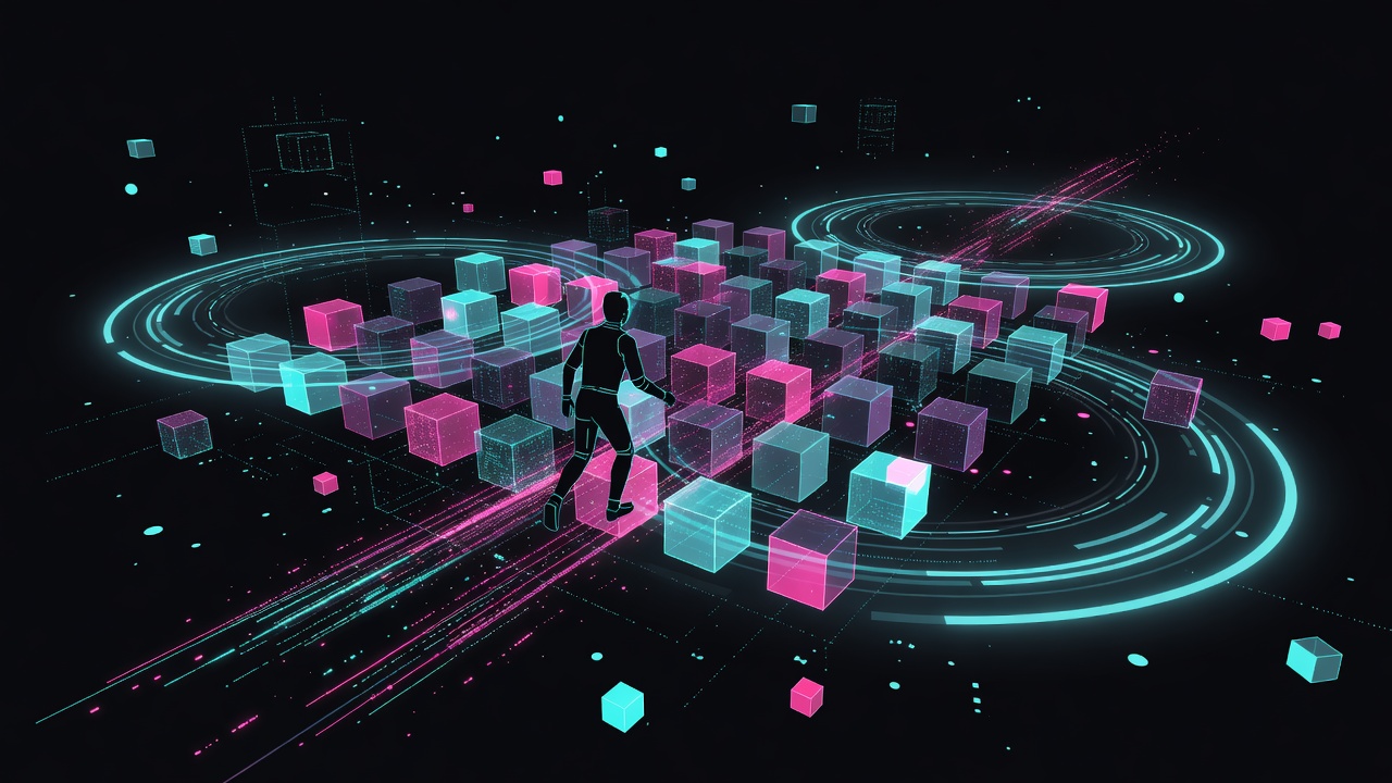 Abstract agent exploring unlabeled holographic game grids