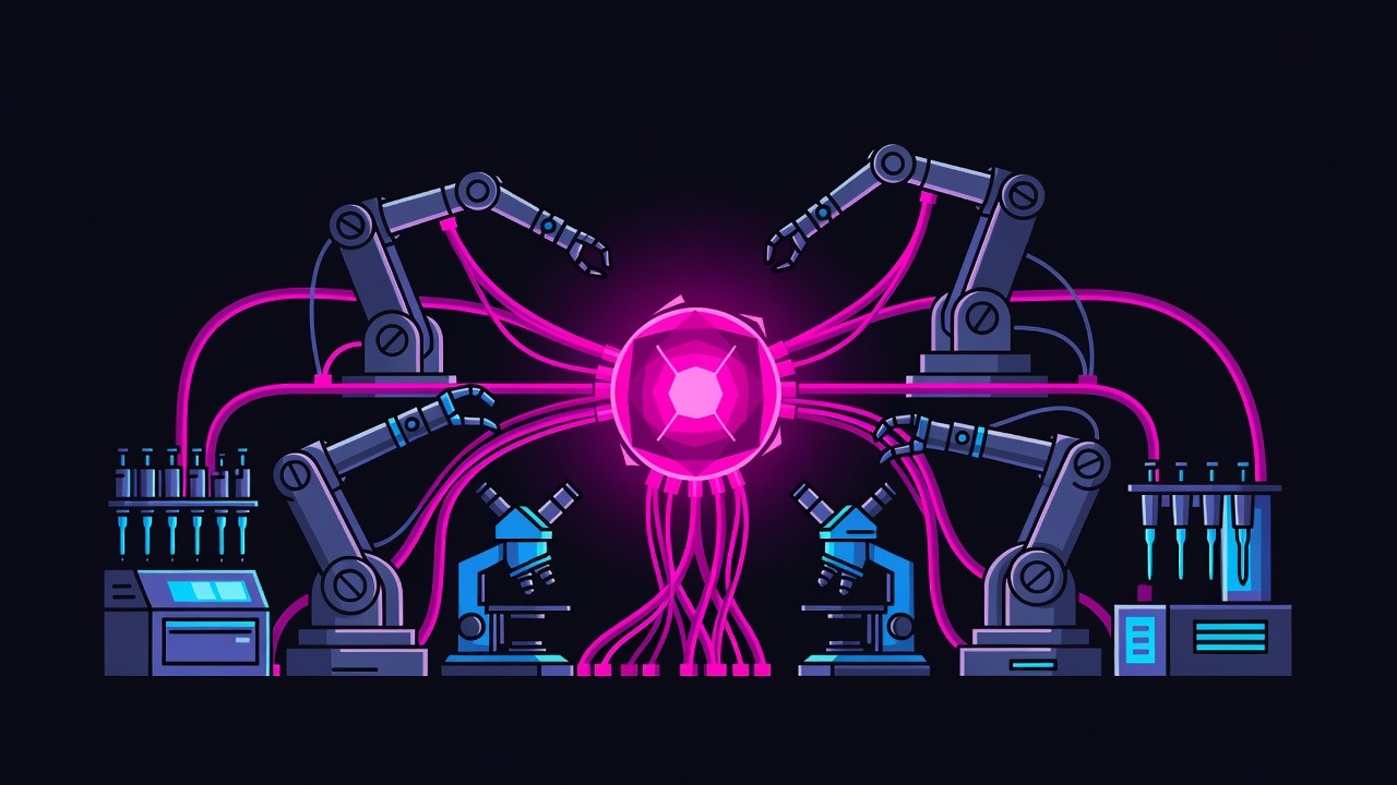 Lab robots and instruments wired to a holographic agent core