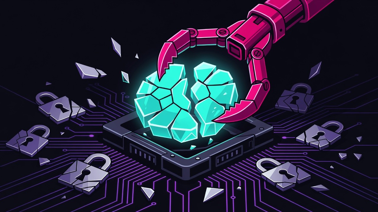 Stylized cyan session cookie being lifted from a dark terminal