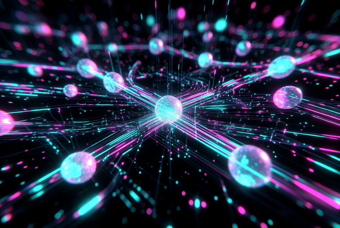Abstract glowing orbs and interconnected data streams representing parallel AI agents