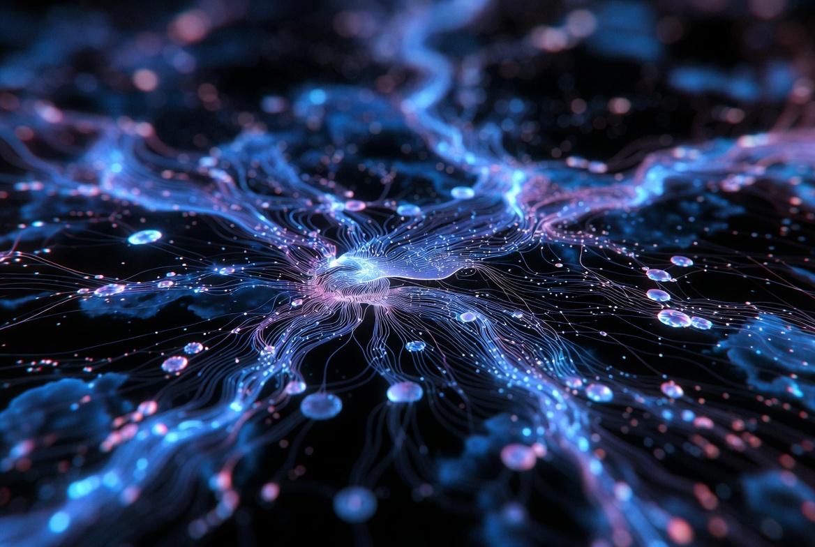 Dark abstract model release visualization