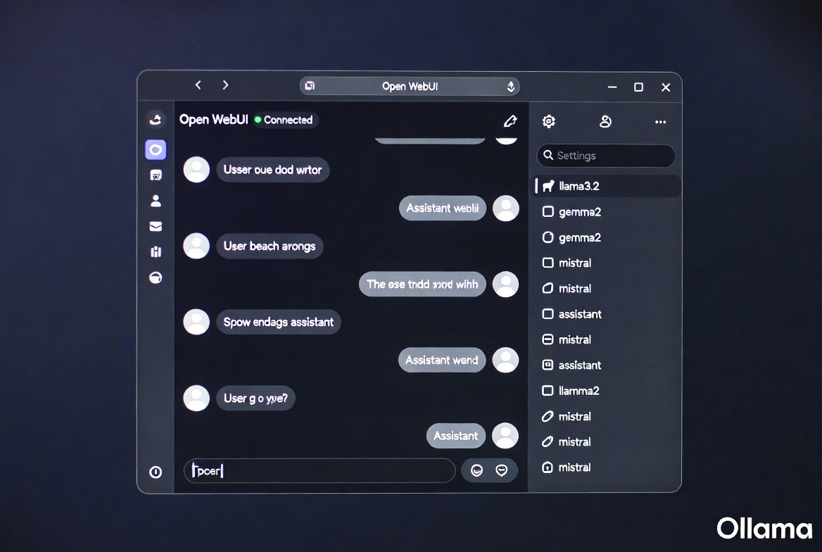 Open WebUI dark mode chat interface connected to local Ollama